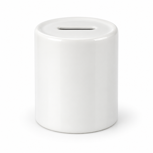 White Ceramic Sublimation Money Box Blank – 9.5cm x 8cm