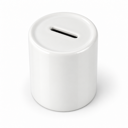 White Ceramic Sublimation Money Box Blank – 9.5cm x 8cm