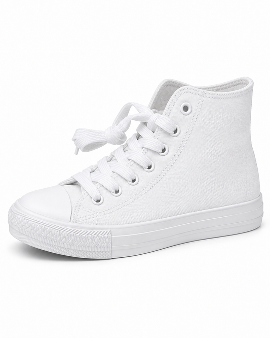 White Canvas High-Top Trainer Blanks – DTF & Heat Transfer