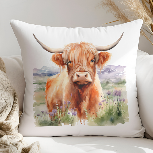 Faux Suede Throw Cushion Double Sided Print