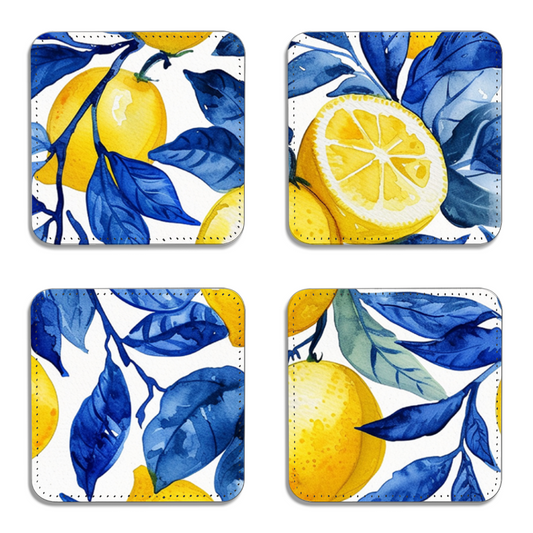 Faux Leather Coasters Set of 4