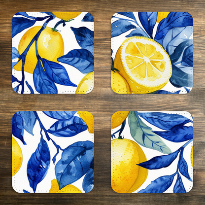 Faux Leather Coasters Set of 4